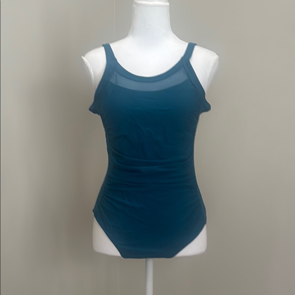 Teal One Piece Swimsuit with Scoop Neckline